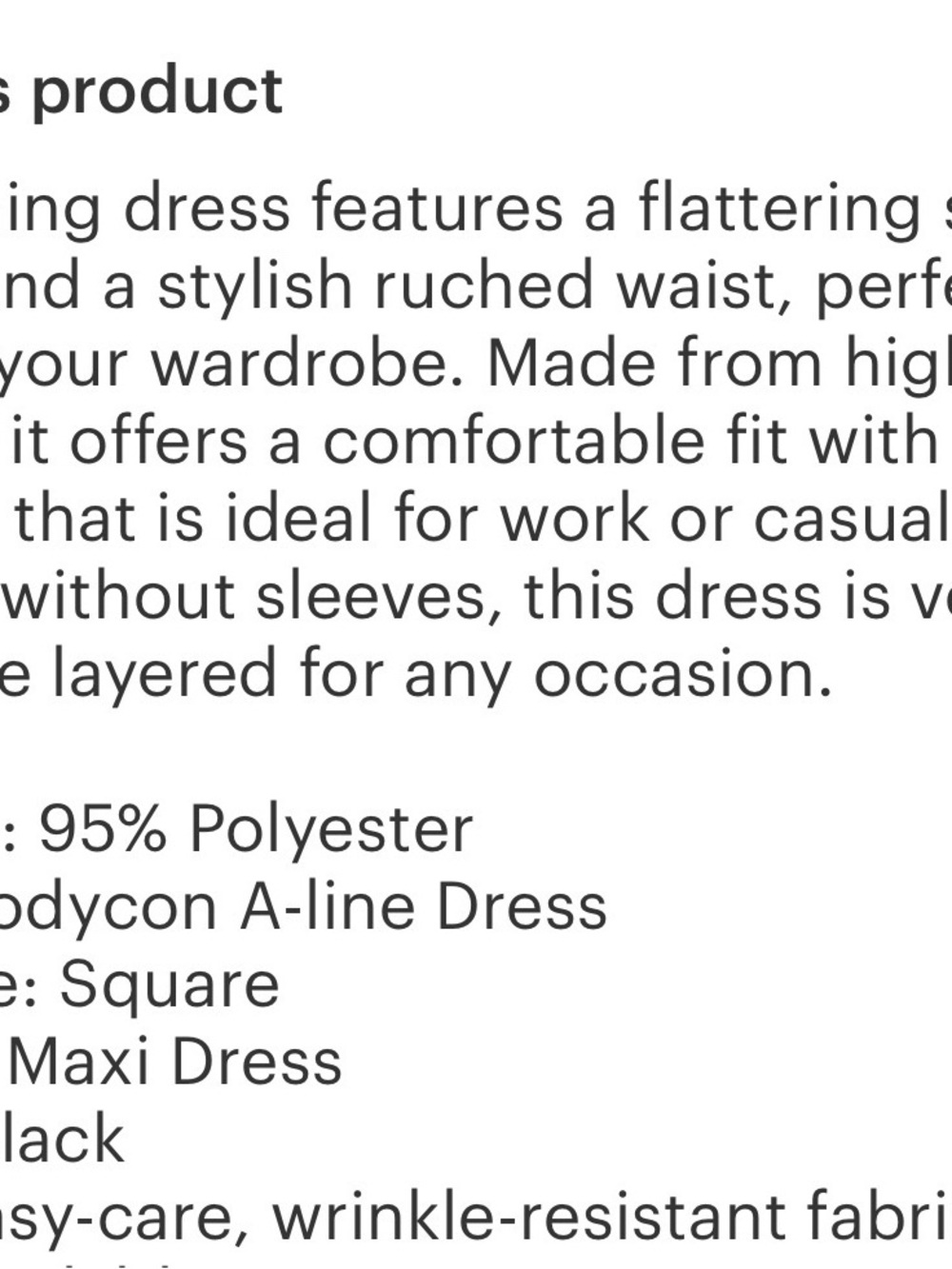 Elegant Black Midi Dress with Square Neck - Picture 3 of 3